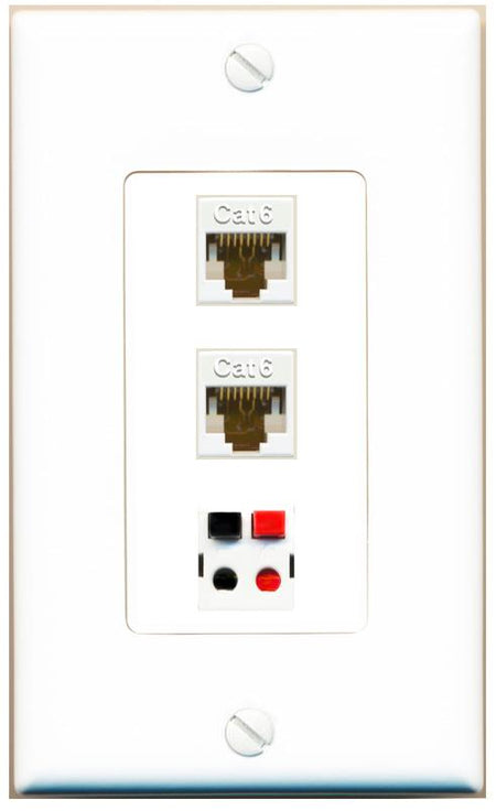 2 CAT6 SPEAKER Wall Plate [White]
