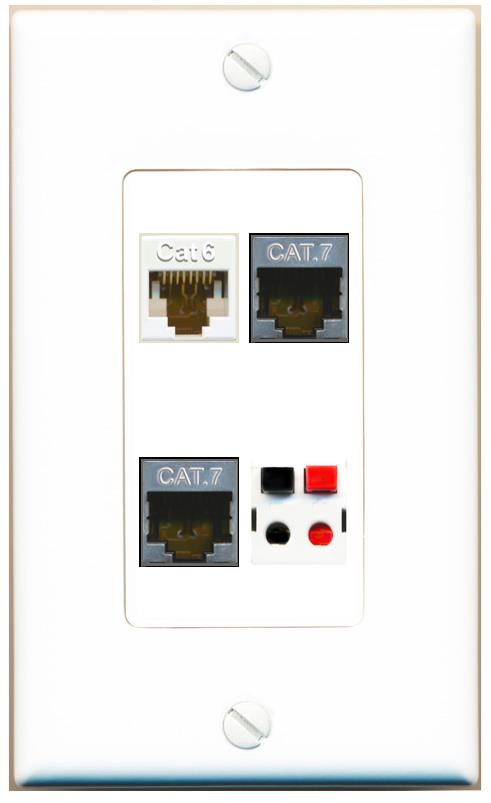 RiteAV CAT6 2 CAT7 SPEAKER Wall Plate [White]