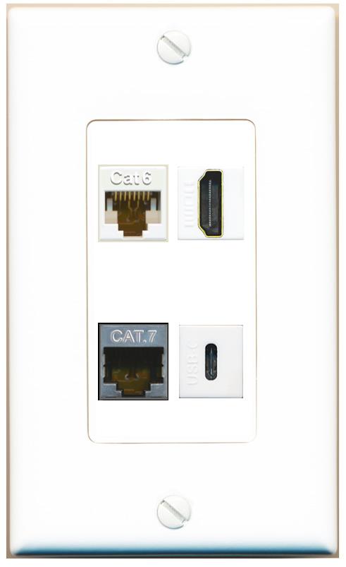 RiteAV CAT6 CAT7 HDMI USBC Wall Plate [White]