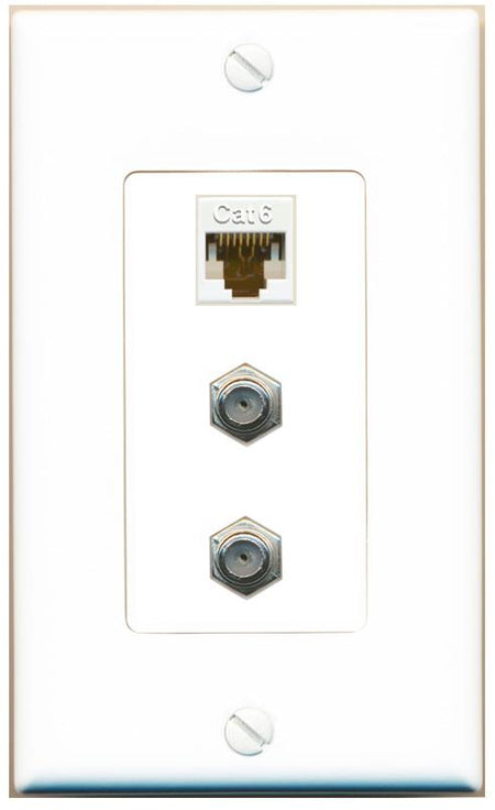 CAT6 2 COAX Wall Plate [White]