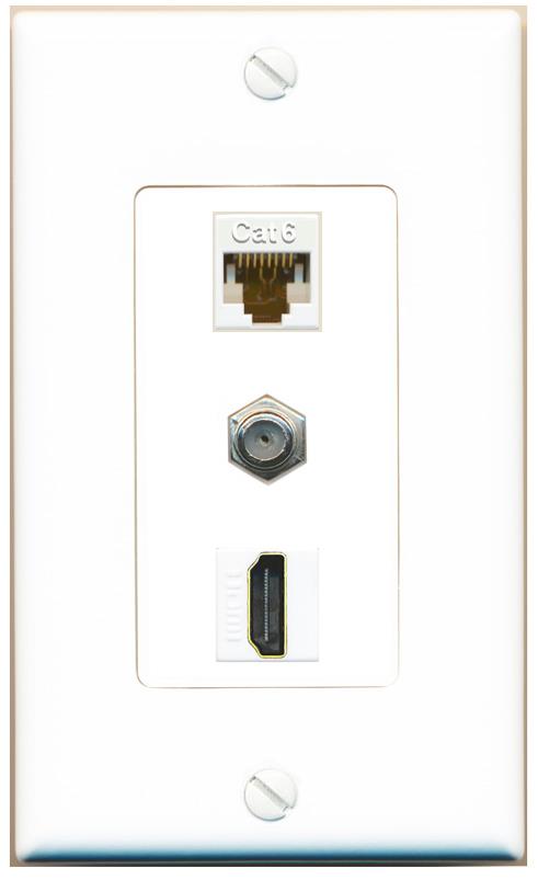 CAT6 COAX HDMI Wall Plate [White]