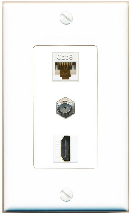 CAT6 COAX HDMI Wall Plate [White]