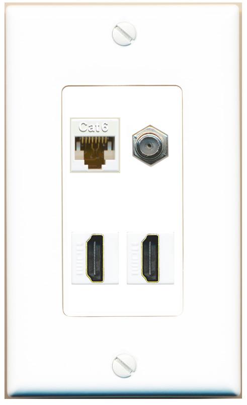 RiteAV CAT6 COAX 2 HDMI Wall Plate [White]