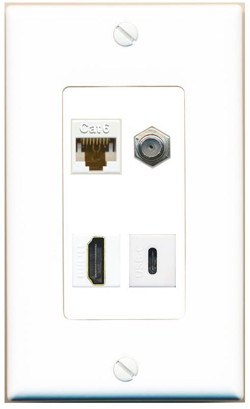 RiteAV CAT6 COAX HDMI USBC Wall Plate [White]