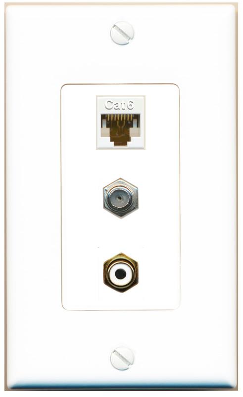 CAT6 COAX RCA-WHITE Wall Plate [White]