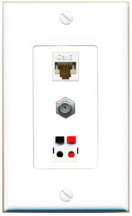 CAT6 COAX SPEAKER Wall Plate [White]