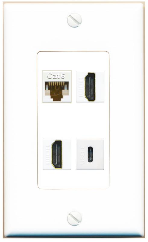 RiteAV CAT6 2 HDMI USBC Wall Plate [White]