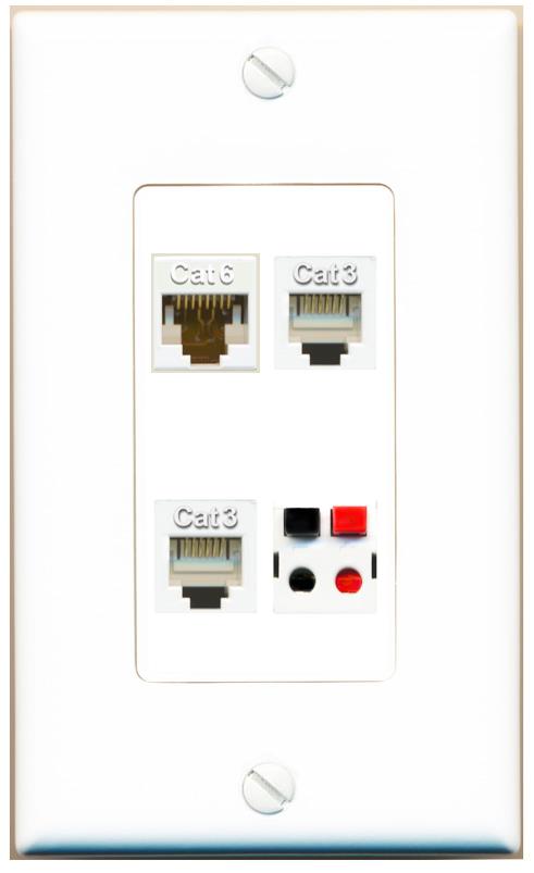 RiteAV CAT6 2 PHONE SPEAKER Wall Plate [White]