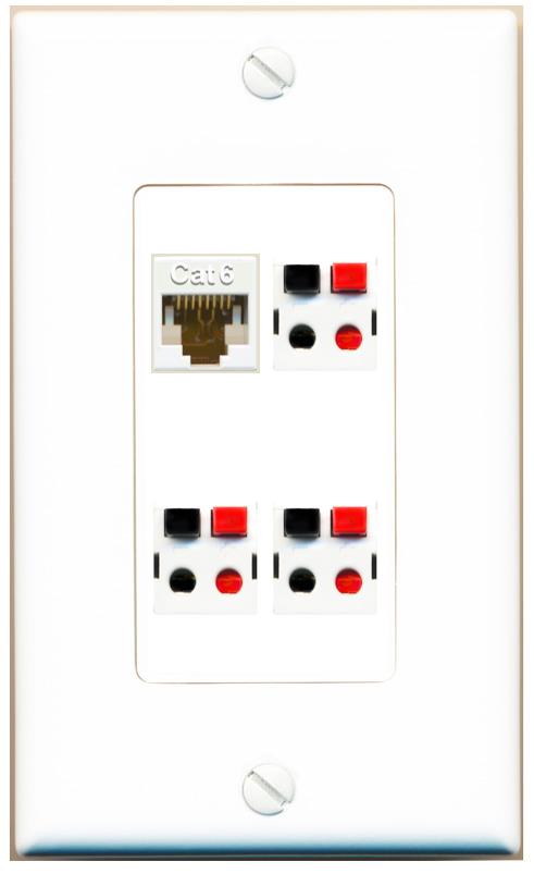 RiteAV CAT6 3 SPEAKER Wall Plate [White]
