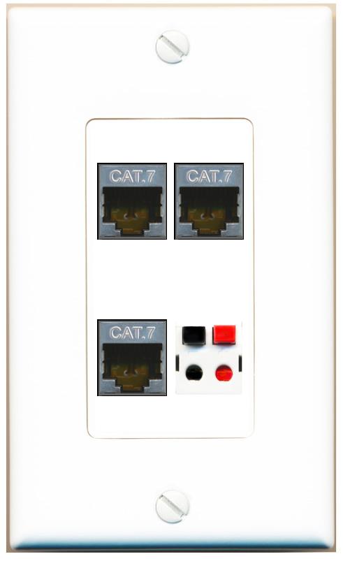 RiteAV 3 CAT7 SPEAKER Wall Plate [White]