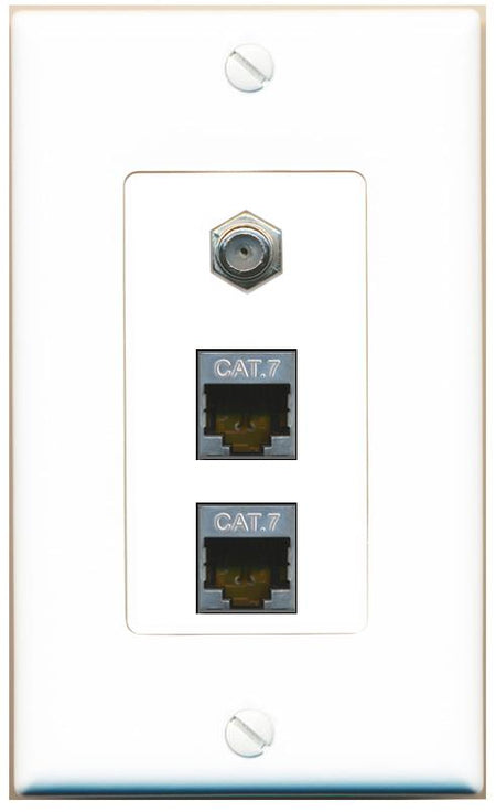 2 CAT7 COAX Wall Plate [White]