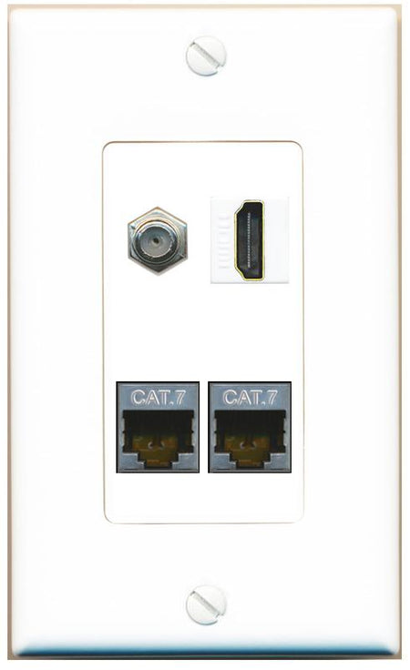 RiteAV 2 CAT7 COAX HDMI Wall Plate [White]