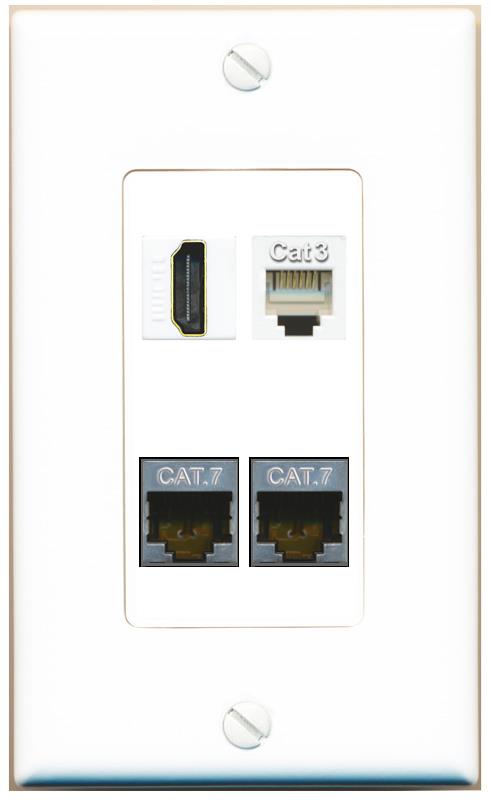 RiteAV 2 CAT7 HDMI PHONE Wall Plate [White]