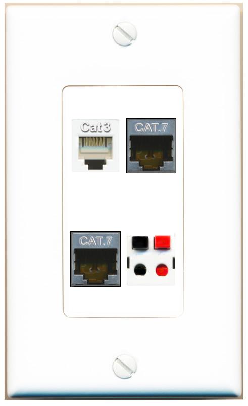 RiteAV 2 CAT7 PHONE SPEAKER Wall Plate [White]
