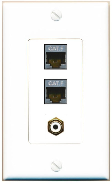 2 CAT7 RCA-WHITE Wall Plate [White]