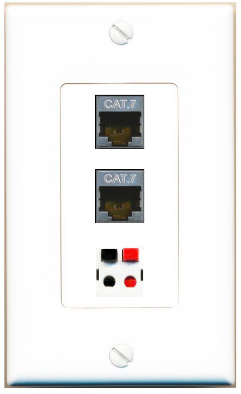 2 CAT7 SPEAKER Wall Plate [White]