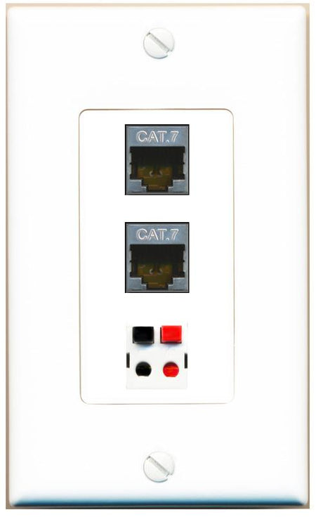 2 CAT7 SPEAKER Wall Plate [White]