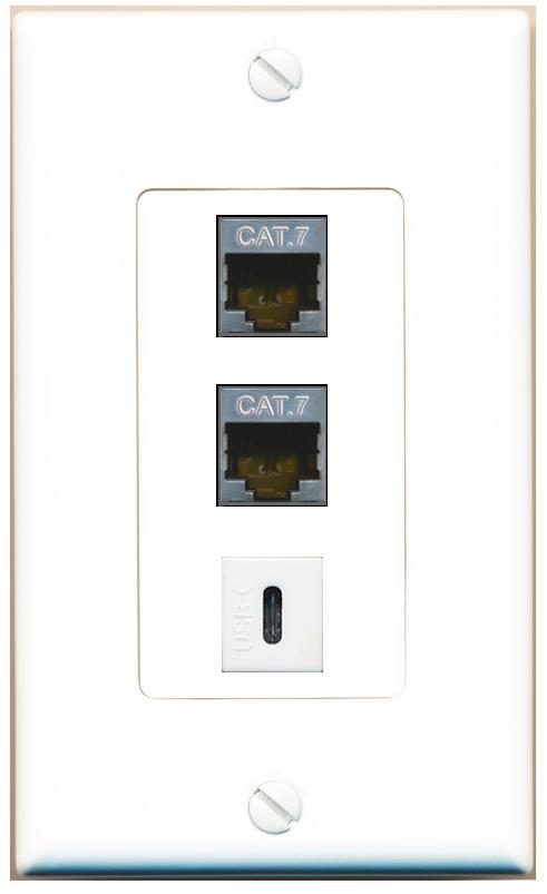 2 CAT7 USBC Wall Plate [White]