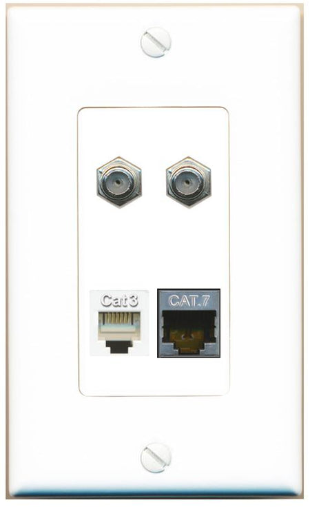RiteAV CAT7 2 COAX PHONE Wall Plate [White]