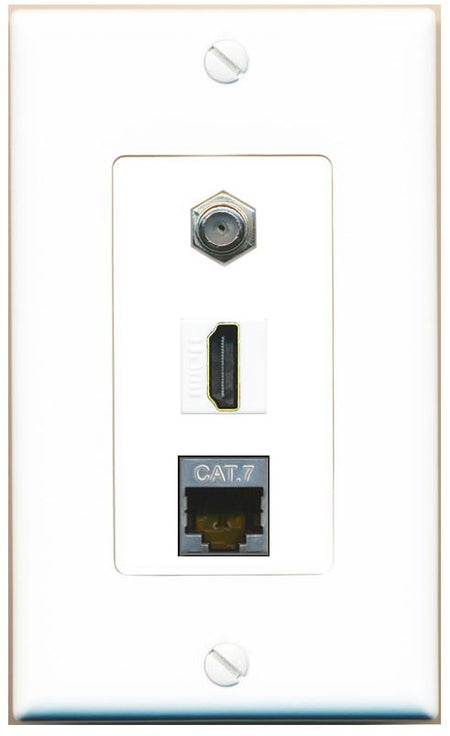 CAT7 COAX HDMI Wall Plate [White]