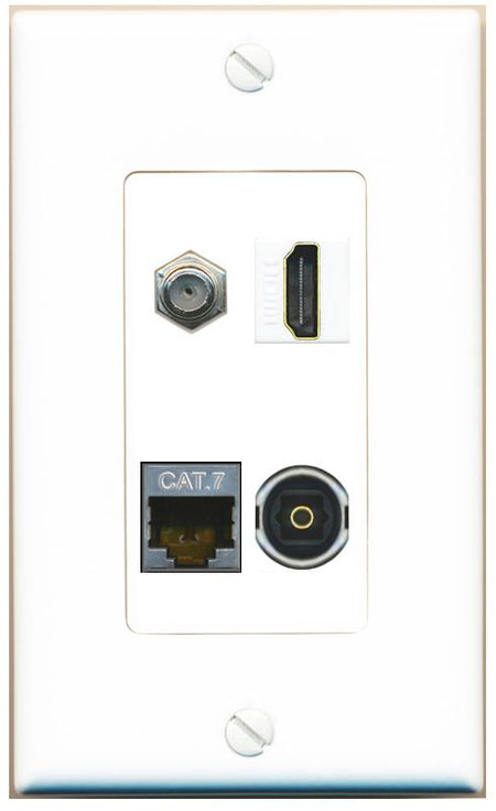 RiteAV CAT7 COAX HDMI TOSLINK Wall Plate [White]