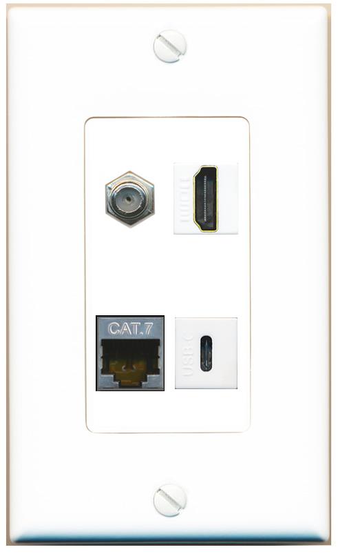 RiteAV CAT7 COAX HDMI USBC Wall Plate [White]