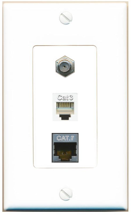 CAT7 COAX PHONE Wall Plate [White]