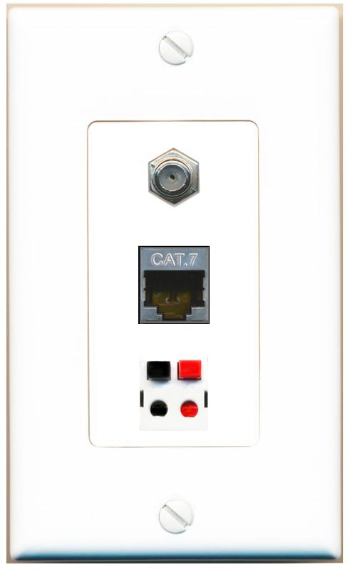 CAT7 COAX SPEAKER Wall Plate [White]