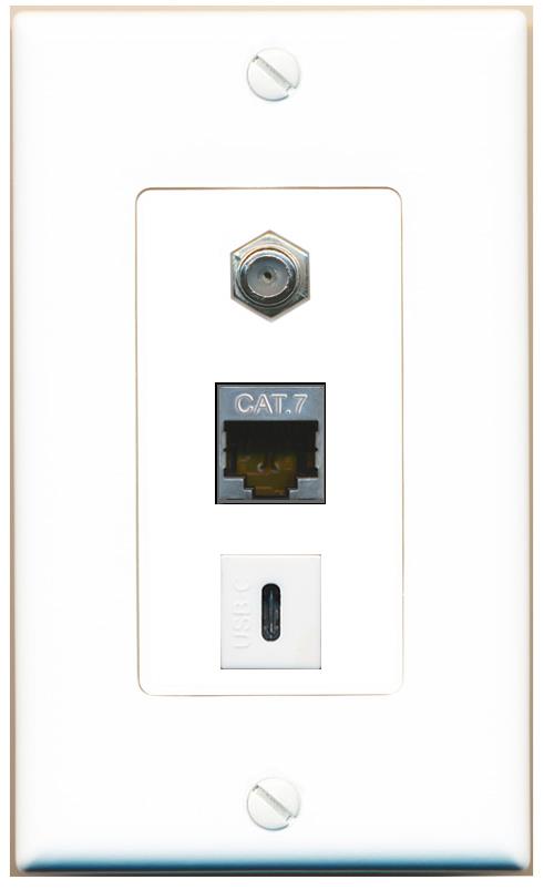 CAT7 COAX USBC Wall Plate [White]