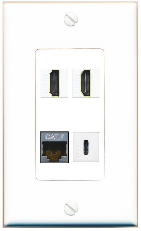 RiteAV CAT7 2 HDMI USBC Wall Plate [White]