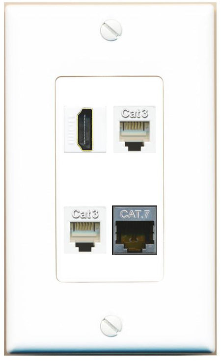 RiteAV CAT7 HDMI 2 PHONE Wall Plate [White]