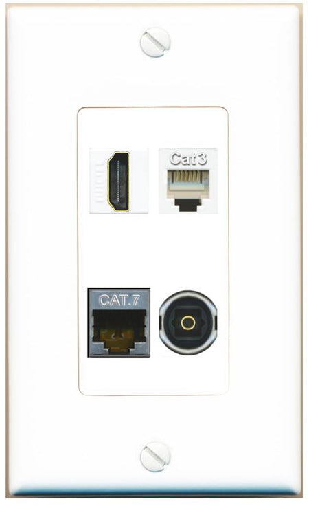 RiteAV CAT7 HDMI PHONE TOSLINK Wall Plate [White]