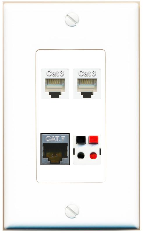 RiteAV CAT7 2 PHONE SPEAKER Wall Plate [White]