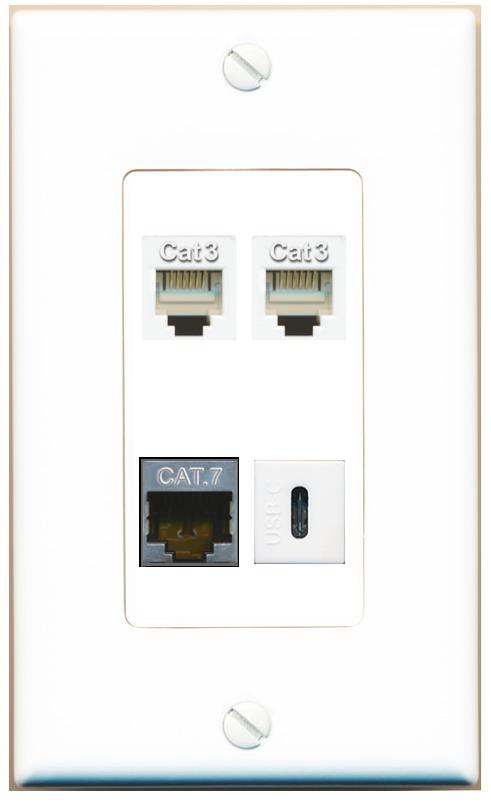 RiteAV CAT7 2 PHONE USBC Wall Plate [White]
