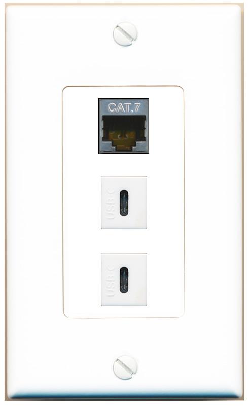 CAT7 2 USBC Wall Plate [White]