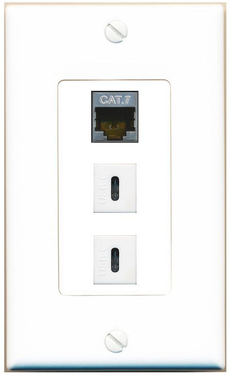 CAT7 2 USBC Wall Plate [White]