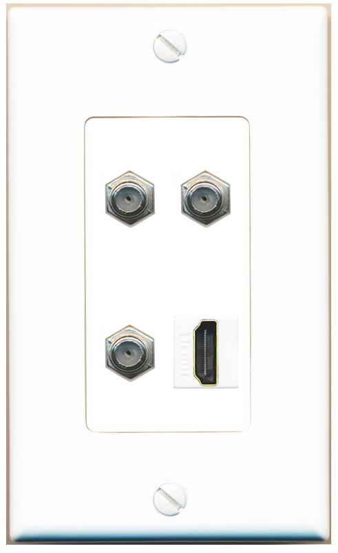 RiteAV 3 COAX HDMI Wall Plate [White]