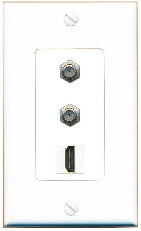 2 COAX HDMI Wall Plate [White]