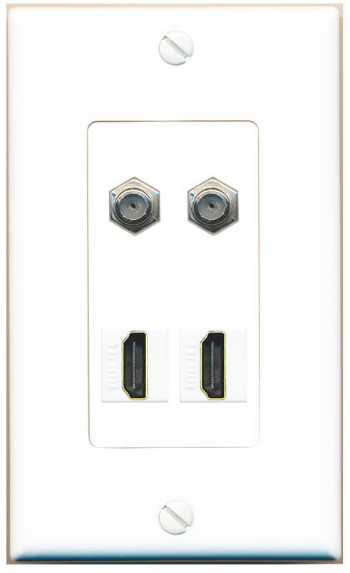 RiteAV 2 COAX 2 HDMI Wall Plate [White]