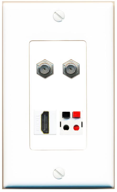 RiteAV 2 COAX HDMI SPEAKER Wall Plate [White]