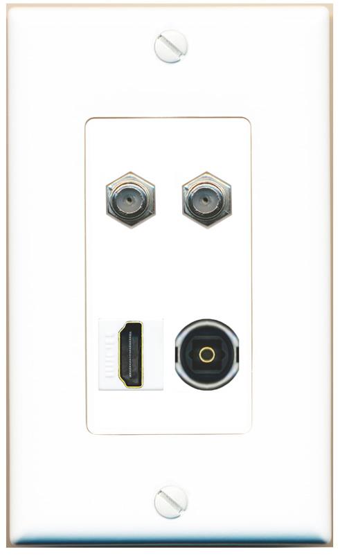 RiteAV 2 COAX HDMI TOSLINK Wall Plate [White]