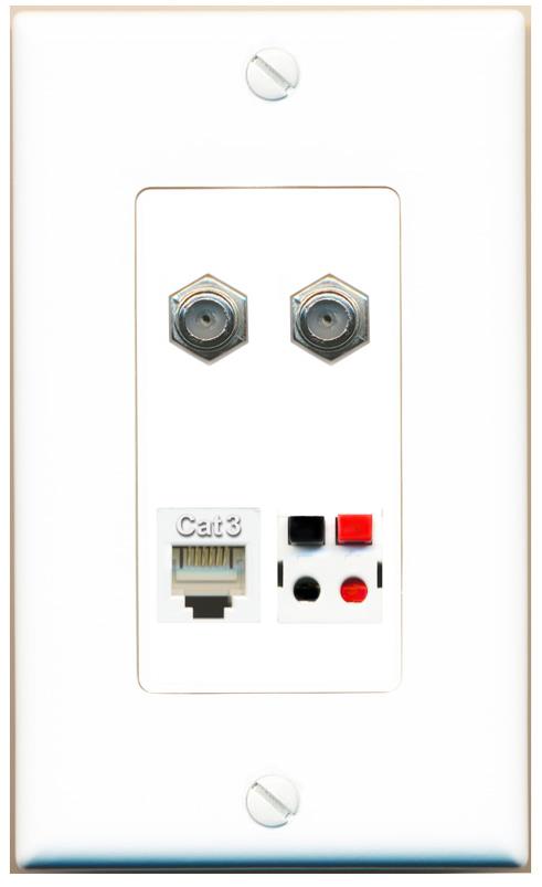 RiteAV 2 COAX PHONE SPEAKER Wall Plate [White]