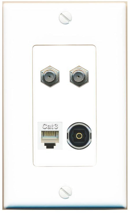 RiteAV 2 COAX PHONE TOSLINK Wall Plate [White]