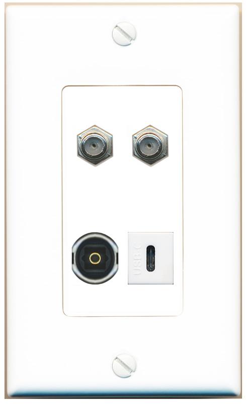 RiteAV 2 COAX TOSLINK USBC Wall Plate [White]