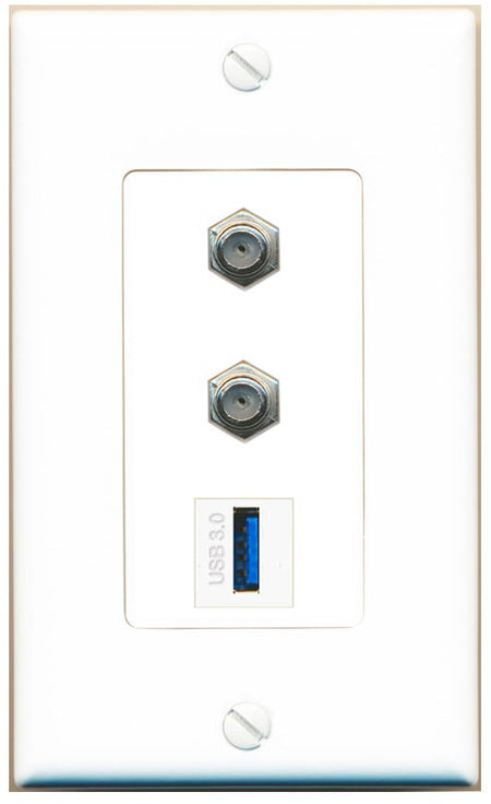 2 COAX USB-3 Wall Plate [White]