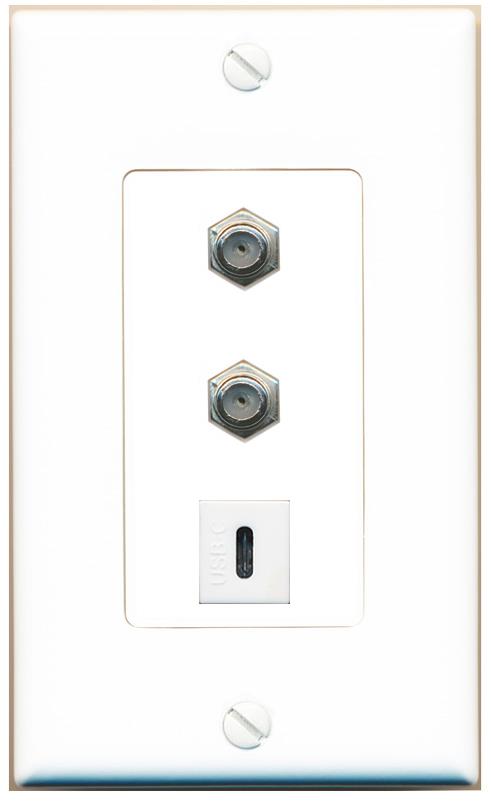 2 COAX USBC Wall Plate [White]