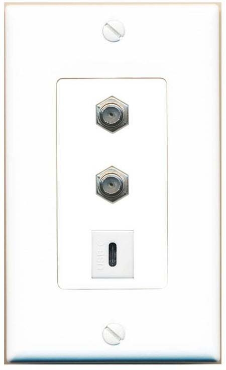 2 COAX USBC Wall Plate [White]