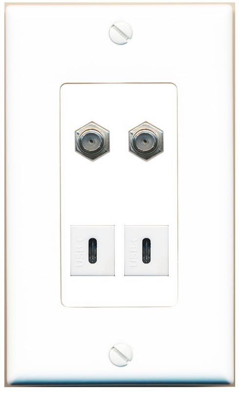 RiteAV 2 COAX 2 USBC Wall Plate [White]