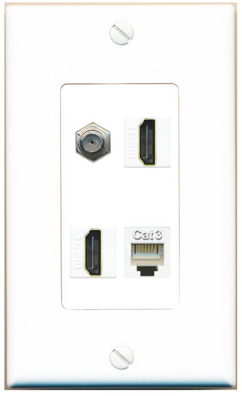 RiteAV COAX 2 HDMI PHONE Wall Plate [White]