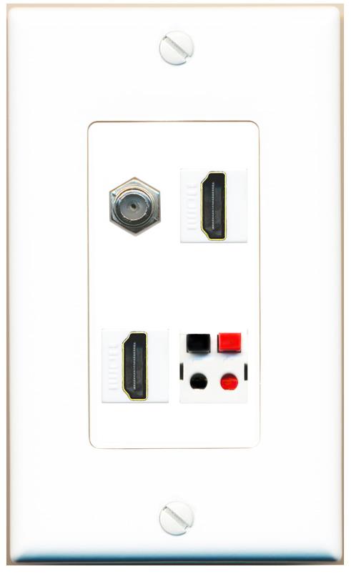 RiteAV COAX 2 HDMI SPEAKER Wall Plate [White]